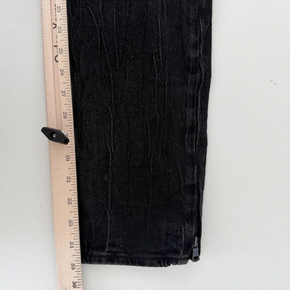 Hudson Walker Kick Flare Jeans Men 32x35 Black Destructed Distressed Denim Zip